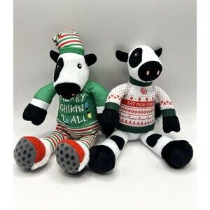 Chick-fil-A Cow Plush 10" Christmas Merry Chikin 2 + Eat More Chikin Lot Of 2